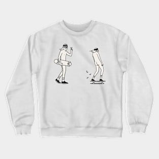 Hipster Skateboarder 2 X Hipster Skateboarder love - Digital Drawing - B&W Crewneck Sweatshirt